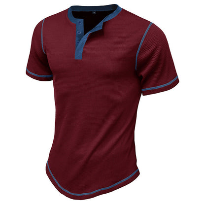 Herren Henley Shirt – Moderner Schnitt – Atmungsaktiv – Kurzarm – Kontrastnähte
