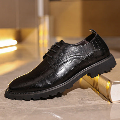 Herren Oxford-Schuhe – Elegantes Design – Krokoprägung – Schnürverschluss