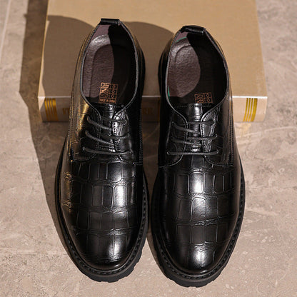 Herren Oxford-Schuhe – Elegantes Design – Krokoprägung – Schnürverschluss