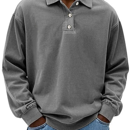 Herren Poloshirt – Langarm – Relaxed Fit – Knopfleiste – Natürliche Fasern