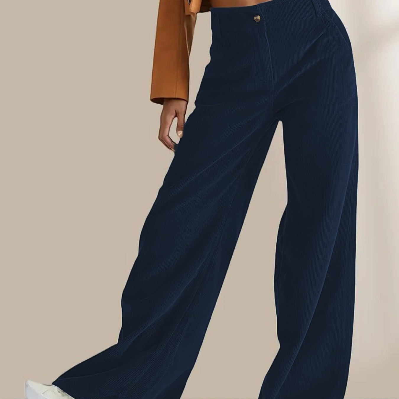 Damen Cordhosen – Gerade Passform – Hohe Taille – Voll Länge – Bequemer Schnitt