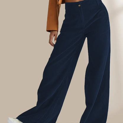 Damen Cordhosen – Gerade Passform – Hohe Taille – Voll Länge – Bequemer Schnitt