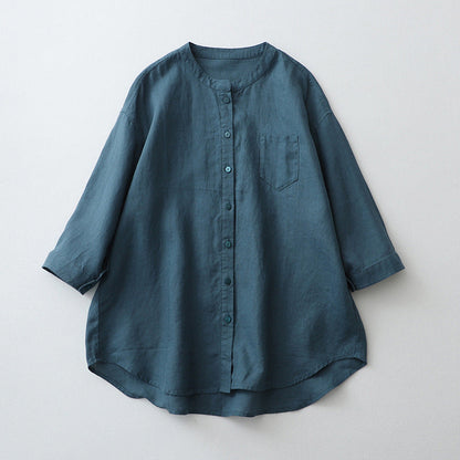 Damen Bluse – Oversized Fit – Natürliche Fasern – 3/4 Ärmel – Button-Down Casual