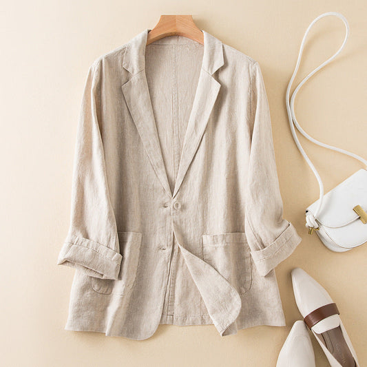 Damen Freizeitjacke – Relaxed Fit – Natürliche Fasern – Mid-Länge mit Reverskragen