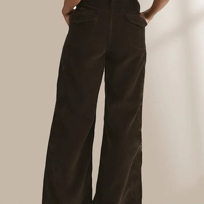 Damen Cordhosen – Gerade Passform – Hohe Taille – Voll Länge – Bequemer Schnitt