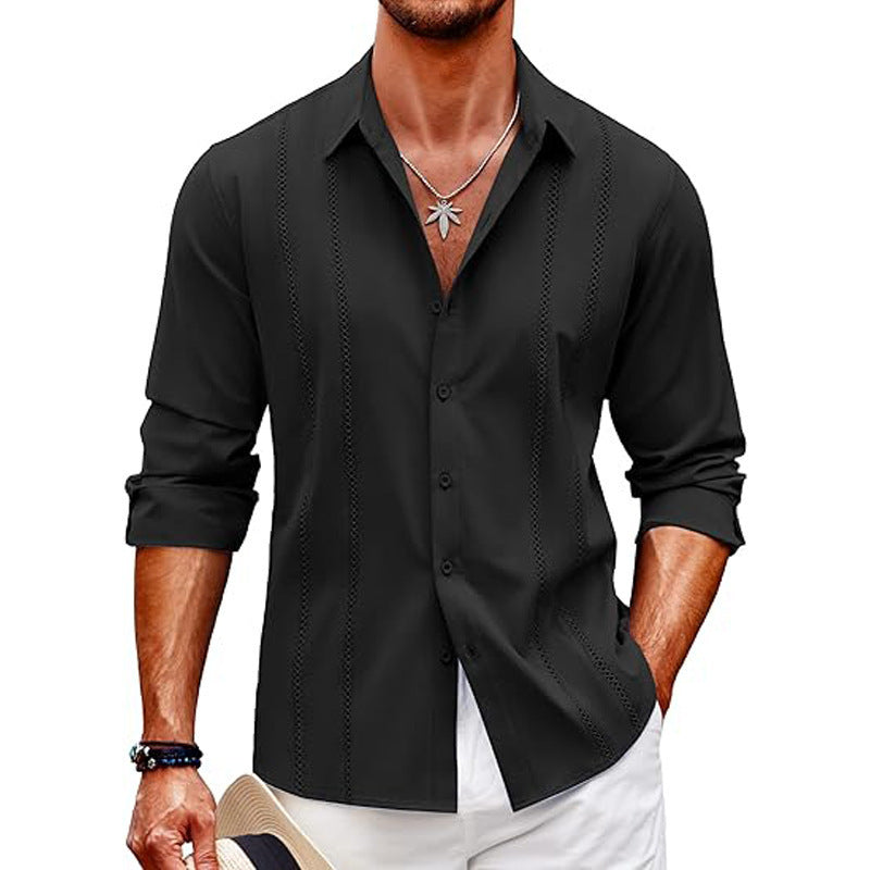 Herren Freizeithemd – Slim Fit – Baumwollmix – Digitaldruck – Knopfleiste