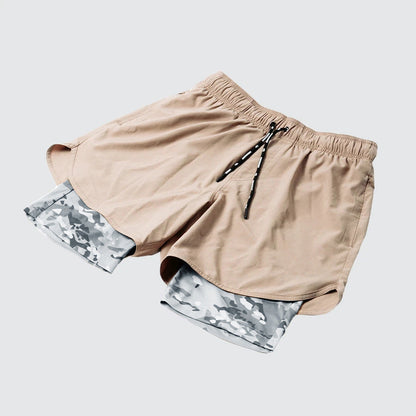 Herren Trainingsshorts – Lockere Passform – Atmungsaktiv – Kompressions-Innenhose – Seitentaschen
