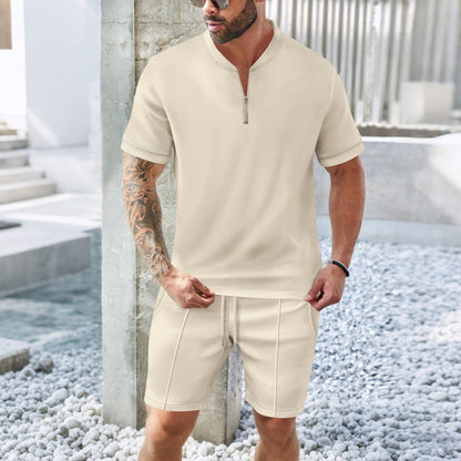 Herren Sportset – Atmungsaktives Gewebe – Relaxed Fit – Kurzarm mit Reißverschluss