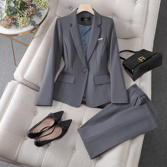 Damen Blazer Hosenanzug – Tailored Fit – Ein-Knopf – Gerade Hose – Business Look