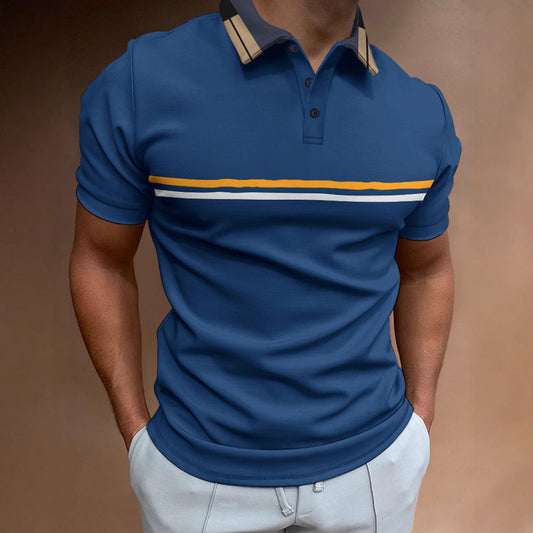 Herren Poloshirt – Slim Fit – Atmungsaktives Mischgewebe – Gestreiftes Brustdesign