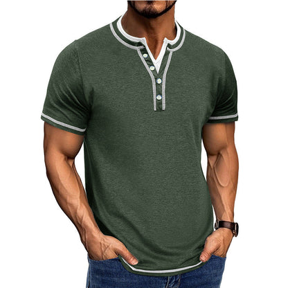 Herren Henley Shirt – Bequeme Passform – Atmungsaktive Baumwolle – Kurzarm – Knopfleiste