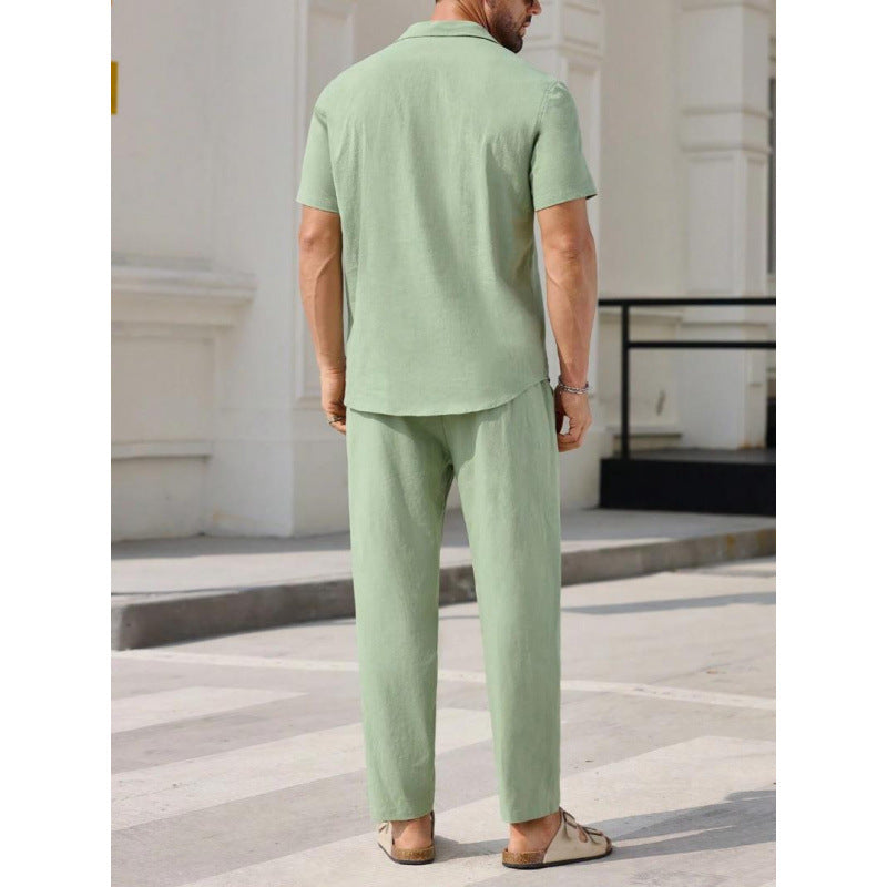Herren Zweiteiler Set – Kurzarm V-Ausschnitt – Lockerer Schnitt – Atmungsaktive Mischung