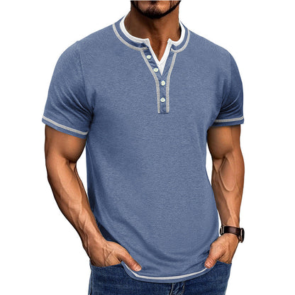 Herren Henley Shirt – Bequeme Passform – Atmungsaktive Baumwolle – Kurzarm – Knopfleiste