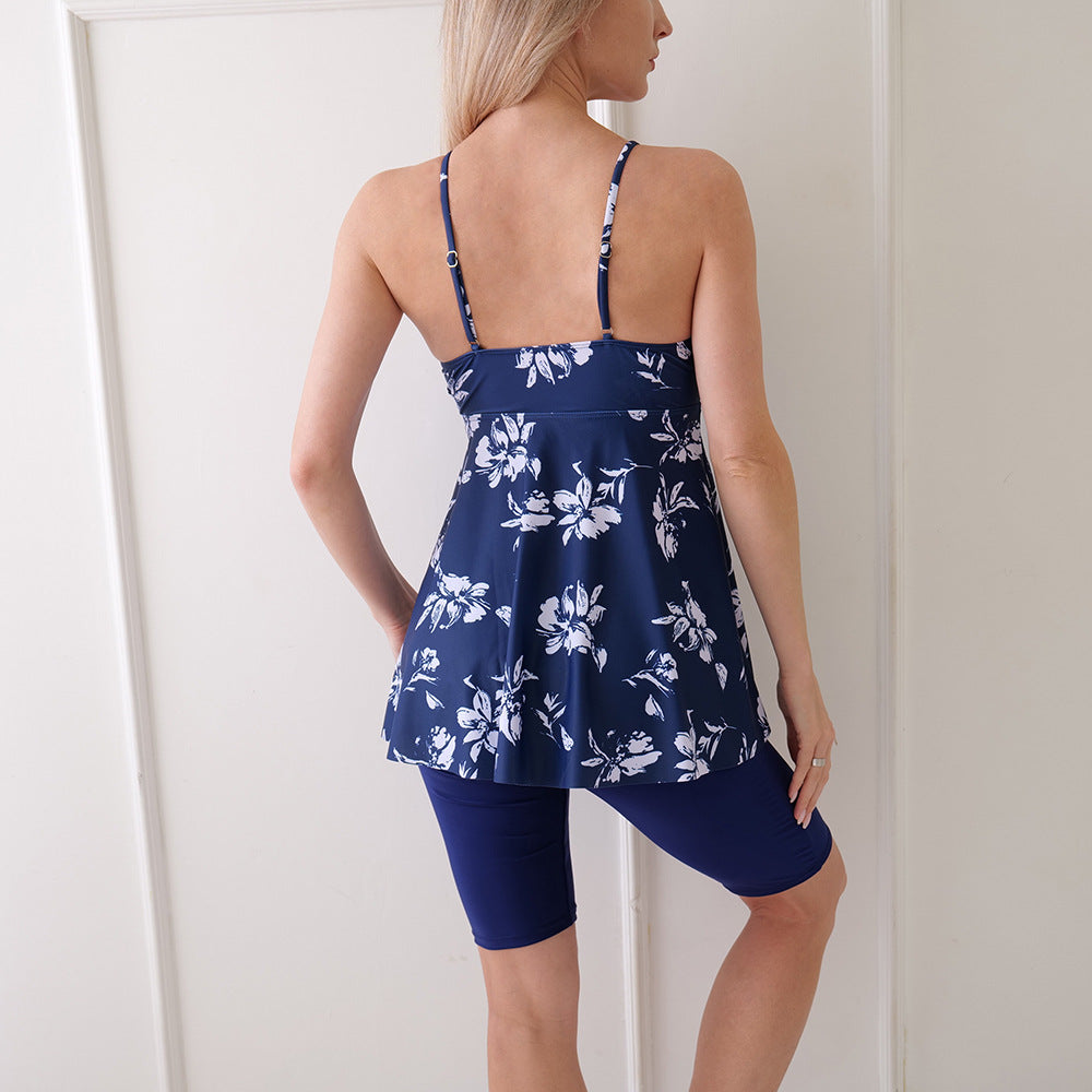 Damen Badeanzugkleid – A-Linie – Verstellbare Träger – Integrierte Shorts