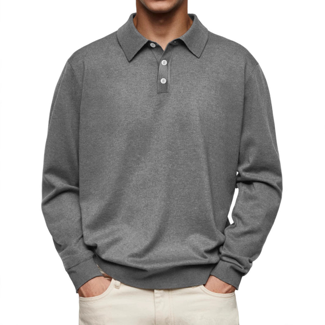 Herren Polohemd – Soft Knit – Relaxed Fit – Langarm Bequem Freizeitshirt