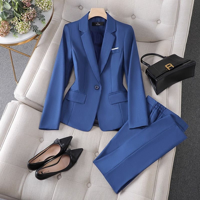 Damen Blazer Hosenanzug – Tailored Fit – Ein-Knopf – Gerade Hose – Business Look