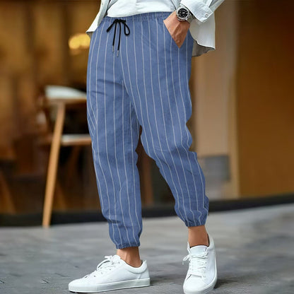 Herren Freizeithose – Lockerer Schnitt – Baumwollmix – Elastikbund mit Kordelzug