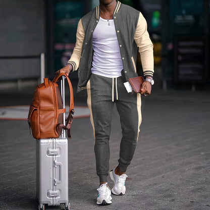 Herren Athleisure Set – Varsity Jacke – Slim Fit Jogginghose – Atmungsaktiv Komfortabel