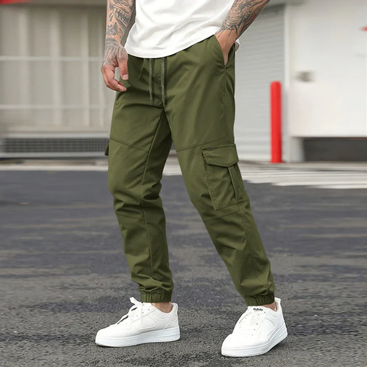 Herren Cargohose – Tapered Fit – Baumwollmix – Elastischer Bund – Utility-Taschen