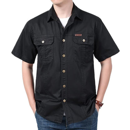 Herren Arbeitshemd Kurzarm – Relaxed Fit – Atmungsaktives Mischgewebe – Knopfleiste