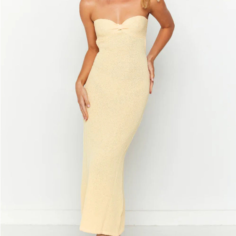 Damen Abendkleid – Schlanke Passform – Schulterfrei – Twist-Detail – Offener Rücken