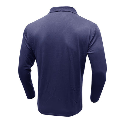Herren Polohemd Langarm – Slim Fit – Strickstoff – Elegantes Streifenmuster