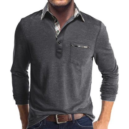 Herren Langarmhemd – Baumwolle – Regular Fit – Knopfleiste – Karodetails