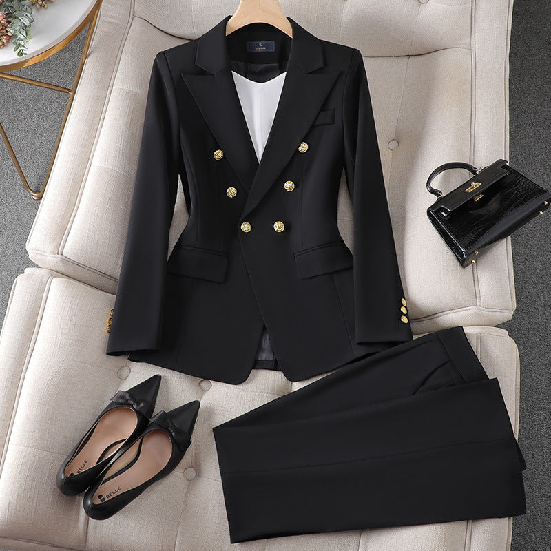 Damen Anzug Set – Taillierter Schnitt – Doppelreihig – Klassischer Blazer – Elegante Hose