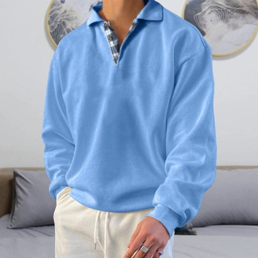 Herren Sweatshirt – Lockerer Schnitt – V-Ausschnitt mit Revers – Weiches Strickmaterial