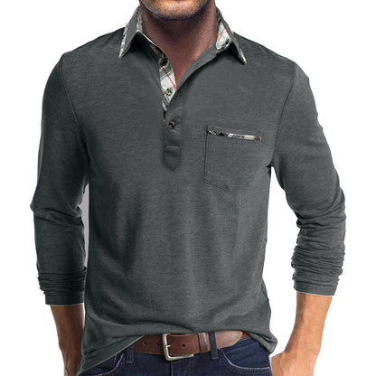 Herren Langarmhemd – Baumwolle – Regular Fit – Knopfleiste – Karodetails
