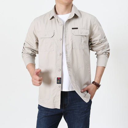Herren Overshirt – Relaxed Fit – Atmungsaktive Mischung – Knopfleiste mit Brusttaschen