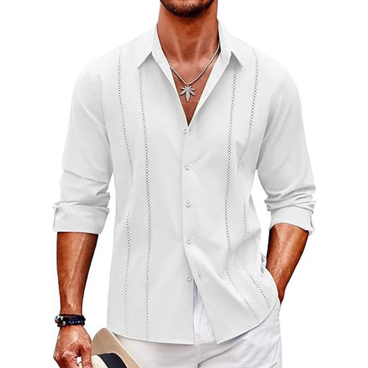 Herren Freizeithemd – Slim Fit – Baumwollmix – Digitaldruck – Knopfleiste