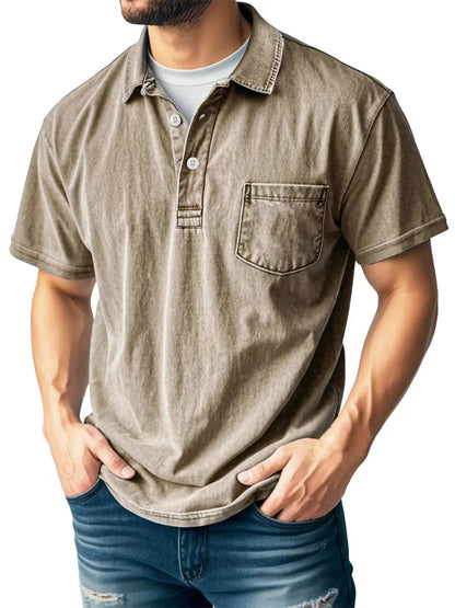 Herren Poloshirt – Relaxed Fit – Atmungsaktives Mischgewebe – Kurzarm – Brusttasche