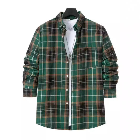 Herren Freizeithemd – Oversized Fit – Karomuster – Langarm mit Brusttasche