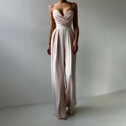 Damen Jumpsuit – Eleganter Schnitt – Sweetheart-Ausschnitt – Weites Bein – Luxusstoff