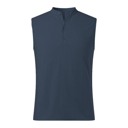 Herren Weste – Atmungsaktive Mischung – Stehkragen – Halb-Knopfleiste – Casual Fit