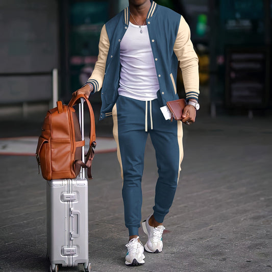 Herren Athleisure Set – Varsity Jacke – Slim Fit Jogginghose – Atmungsaktiv Komfortabel