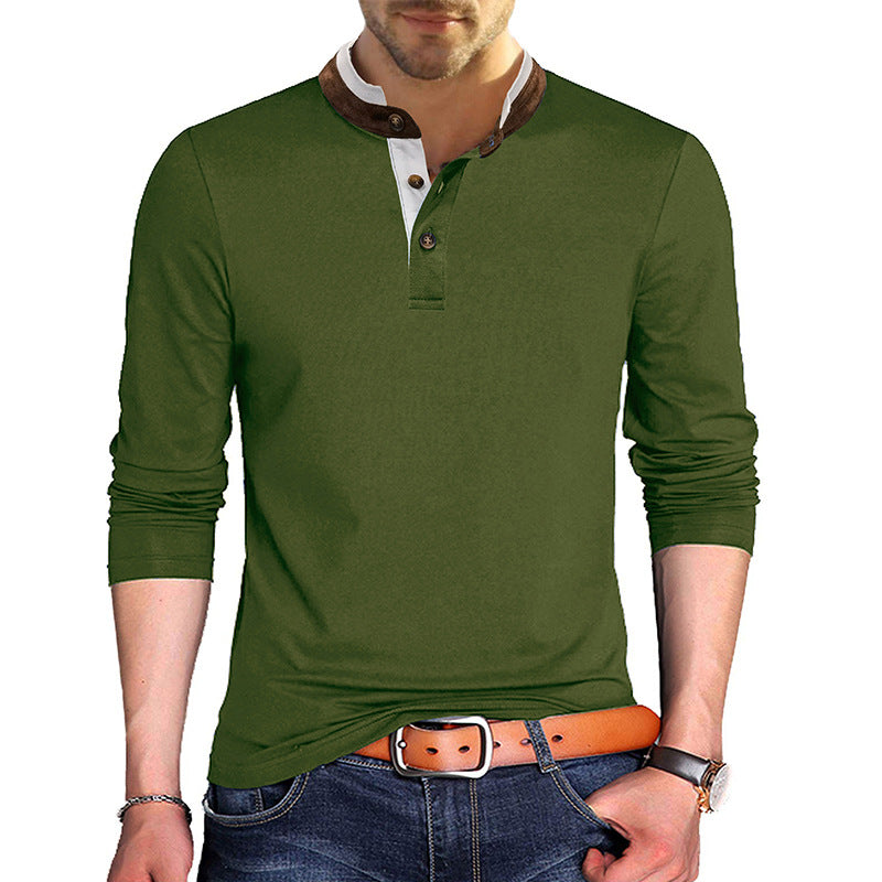 Herren Langarmhemd – Slim Fit – Baumwolle – Moderner Kragen – Knopfleiste