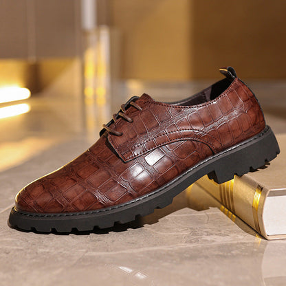 Herren Oxford-Schuhe – Elegantes Design – Krokoprägung – Schnürverschluss