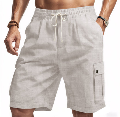 Herren Cargo Shorts – Relaxed Fit – Atmungsaktives Gewebe – Elastikbund mit Taschen