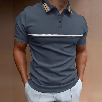 Herren Poloshirt – Slim Fit – Atmungsaktives Mischgewebe – Gestreiftes Brustdesign