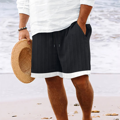 Herren Badeshorts – Relaxed Fit – Atmungsaktive Struktur – Elastischer Bund mit Kordelzug