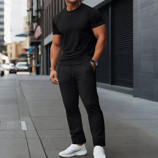 Herren Trainingsanzug – Slim Fit –Strukturmuster