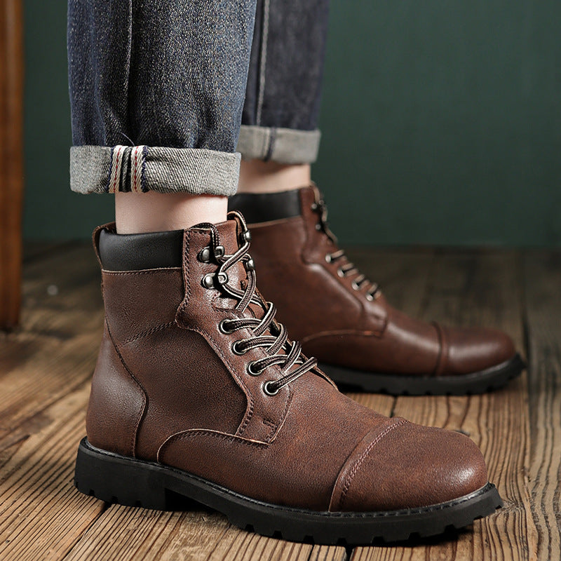 Herren Stiefeletten – Lederoptik – Schnürung – Gepolsterter Schaft – Profilsohle