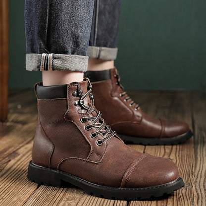 Herren Stiefeletten – Lederoptik – Schnürung – Gepolsterter Schaft – Profilsohle