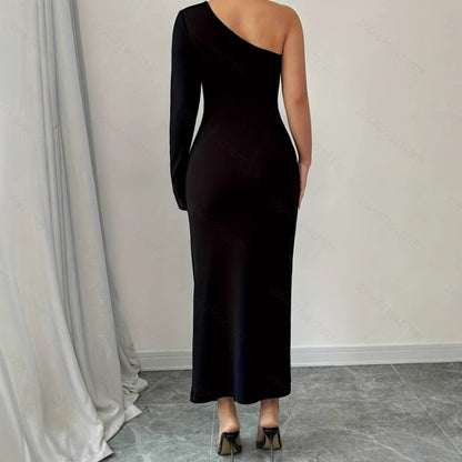 Damen Bodycon Kleid – Off-Shoulder – Asymmetrischer Schlitz – Elegantes Abendkleid