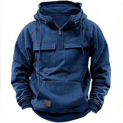 Herren Hoodie – Oversize Passform – Cottonmix – Half-Zip – Utility- und Kängurutaschen
