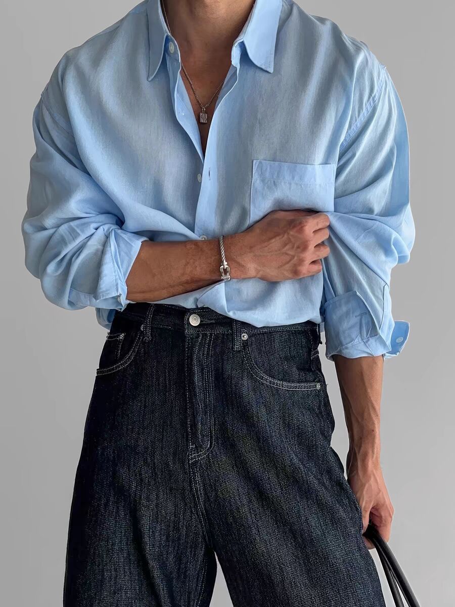 Herren Freizeithemd – Lockerer Schnitt – Atmungsaktive Naturfasern – Langarm