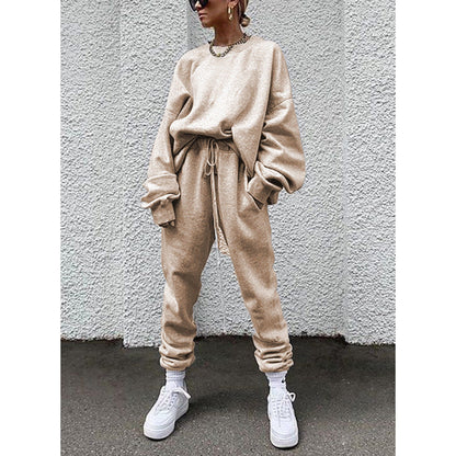 Damen Lounge Set – Lockerer Schnitt – Weicher Baumwollmix – Langarm – Vollständig