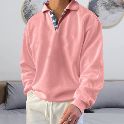 Herren Sweatshirt – Lockerer Schnitt – V-Ausschnitt mit Revers – Weiches Strickmaterial